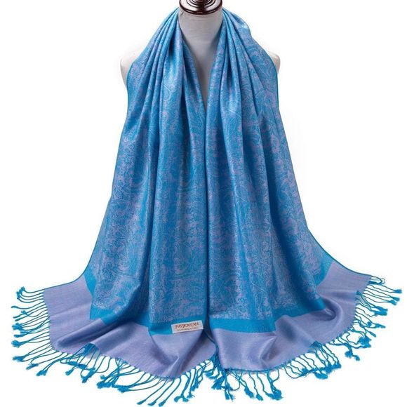 Paisley Scarf Shawl Jacquard Wrap Stole Two Tones Vintage Soft Lightweight🦏 - Picture 3 of 6